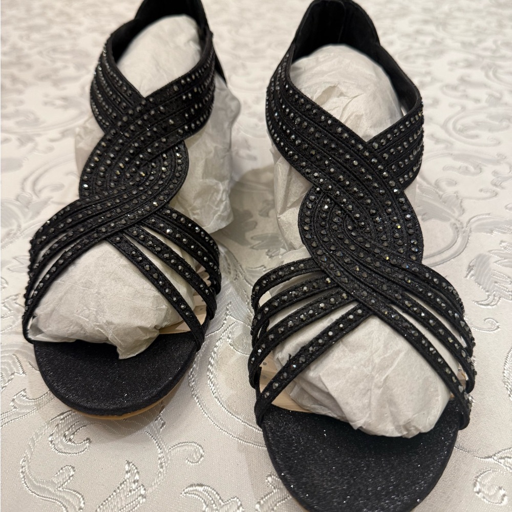 Charter Club Elegant Black Sandals with Sparkling Accents